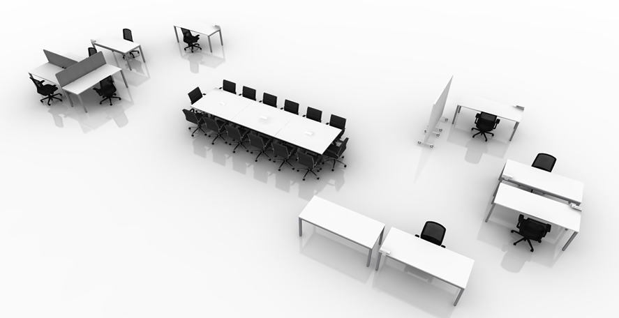 Quick ship office workstation layout rendering