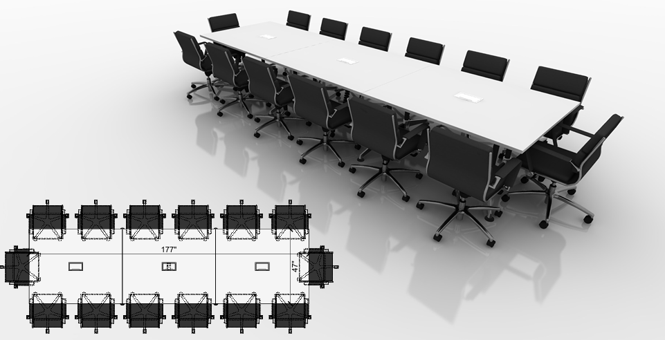 Quick ship full office floor plan rendering