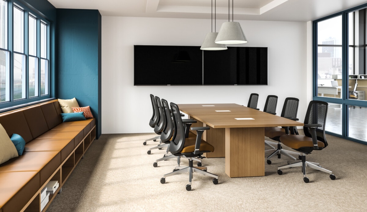 AIS Calibrate conference table with Bolton seating and LB Lounge