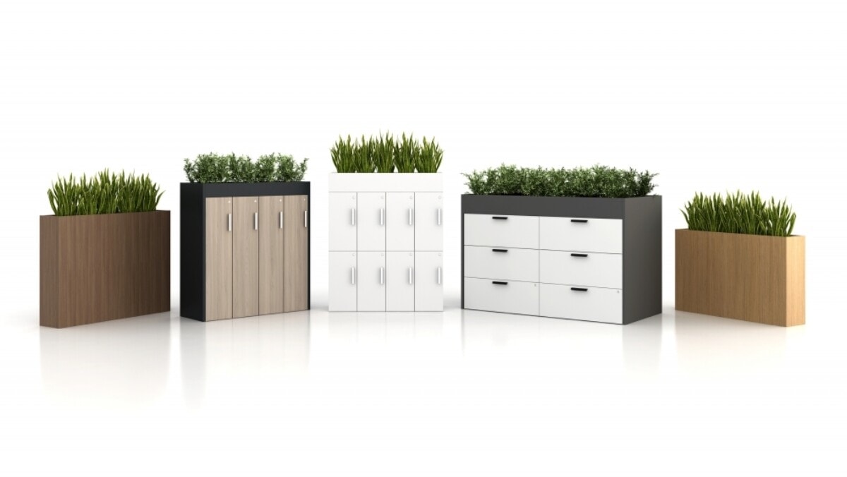 Calibrate Dry Planters — AIS office storage by Georgia Office Interiors